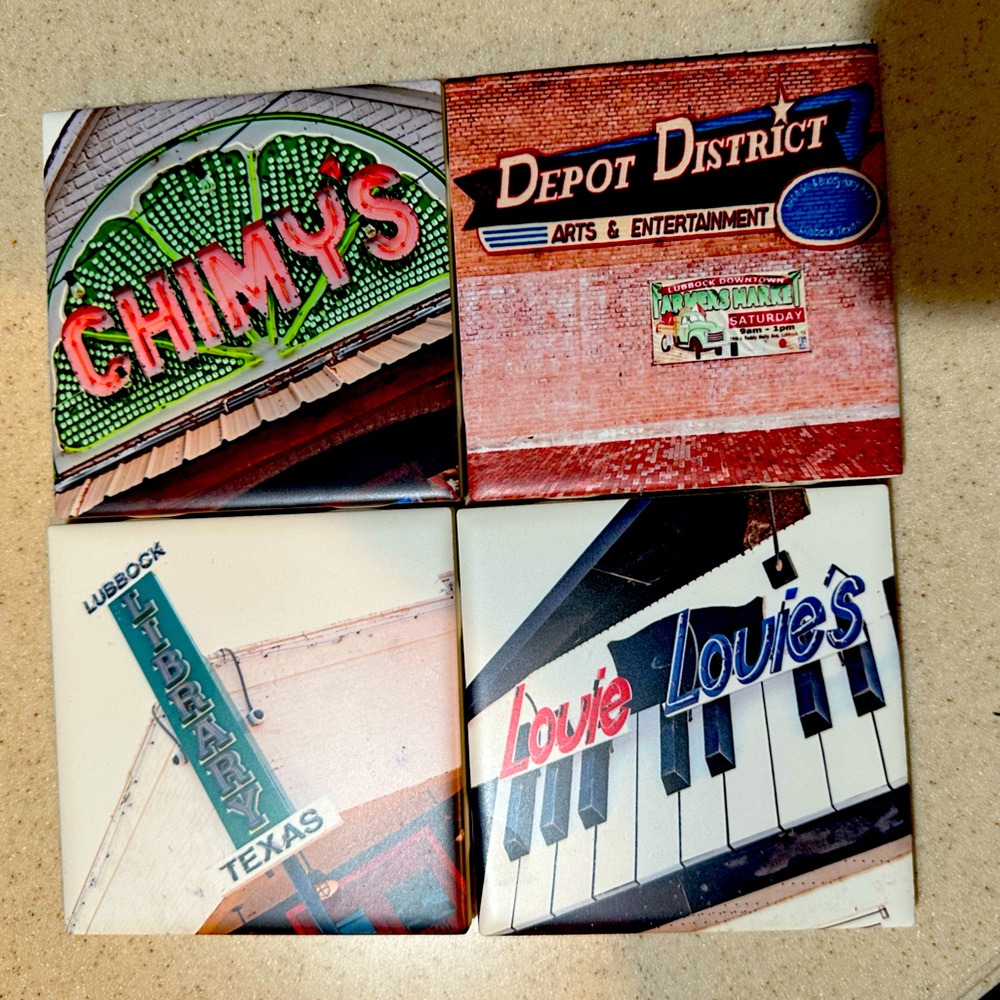 South Austin Gallery coaster Tiles-set of 4: Lubbock Texas themed
